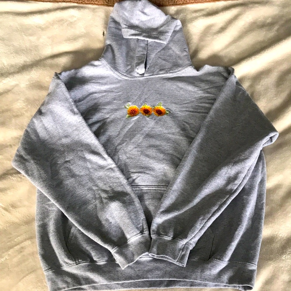 Grey Sun Flower Hoodie